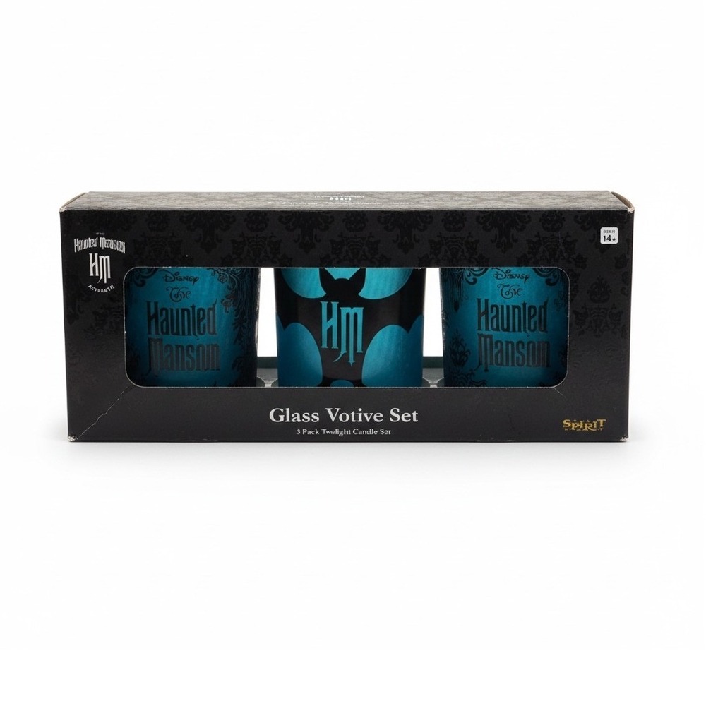 Disney The Haunted Mansion Glass Votive Set 3 Pack Tealight Candle Holder Spirit
